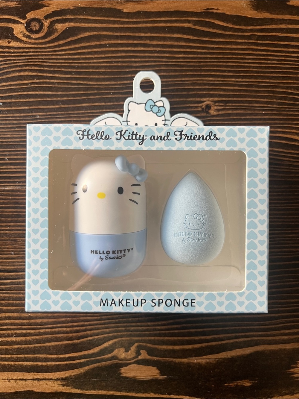 Hello Kitty Blue & White Makeup Sponge Set with Character Holder